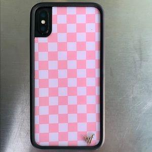 Wild flower iPhone X case Light pink w/ checkers
